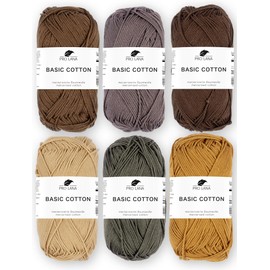 Mix Set - Pro Lana Basic Cotton - 100% Cotton 6 x 50 g (Brown Mix)
