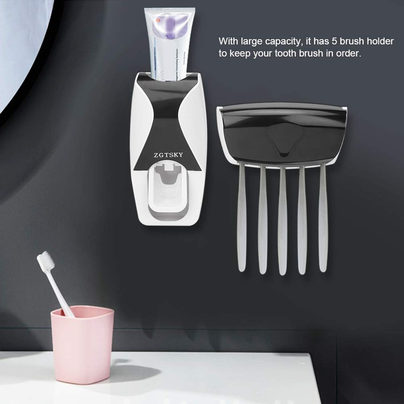 Toothpaste Dispenser Toothpaste Dispenser Black Abs Wall Mounted Toothbrush Toothpaste
