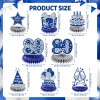 Rumia 8Pcs Blue 80th Birthday Decorations Navy Blue Silver Happy
