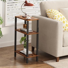 TUTOTAK Small Side Table, Narrow End Table, Skinny Sofa Table, Slim Nightstand, Couch Table, Living Room, Bed Room, Brown TB01BB077