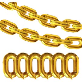 30PCS Gold Chain Balloons - LIYDE 80s 90s Party Supplies Cosplay Props - Retro Hip Hop Birthday/Graduation Party Decorations Foil Balloons(16 inch)