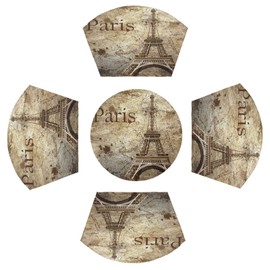 Placemats for Round Tables Set of 5 Retro Eiffel Tower Paris 4 Wedge Table mats 1 Round Table mats Washable Heat Resistant Non-Slip Dining Table for Kitchen Outdoor Modern Placemat