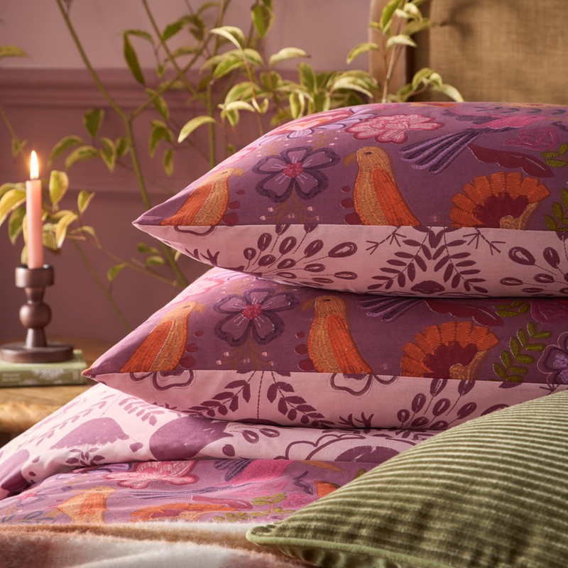 furn. Broderie Floral Reversible Duvet Cover Set, Damson