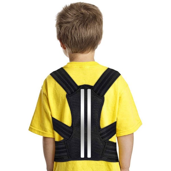 Back Posture Corrector for Kids and Teens, Adjustable Upper Back Brace Clavicle Support Brace with Soft Shoulder Pads and Elastic Belts for Thoracic Kyphosis, Improve Slouching and Humpback