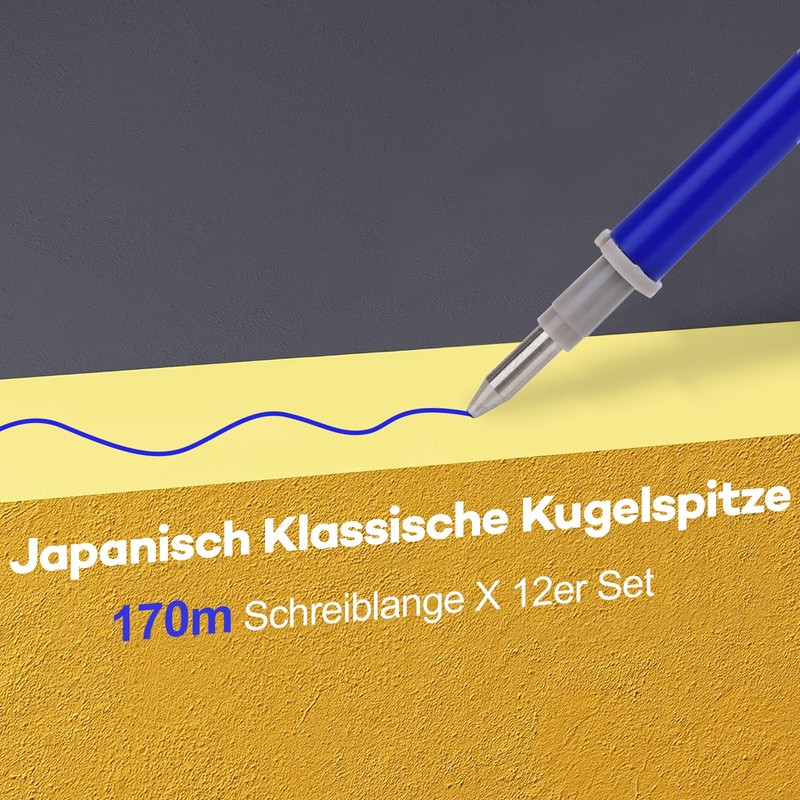Donluhu 12 x Erasable Refills, Blue, Compatible with Legami, Easy