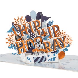 Cardology - Hip Hip Hooray Pop Up Card | 3D Celebration Design with Balloons and Fireworks - All occasions including Birthdays, Graduation, Retirement, New Home, New Job and Congratulations