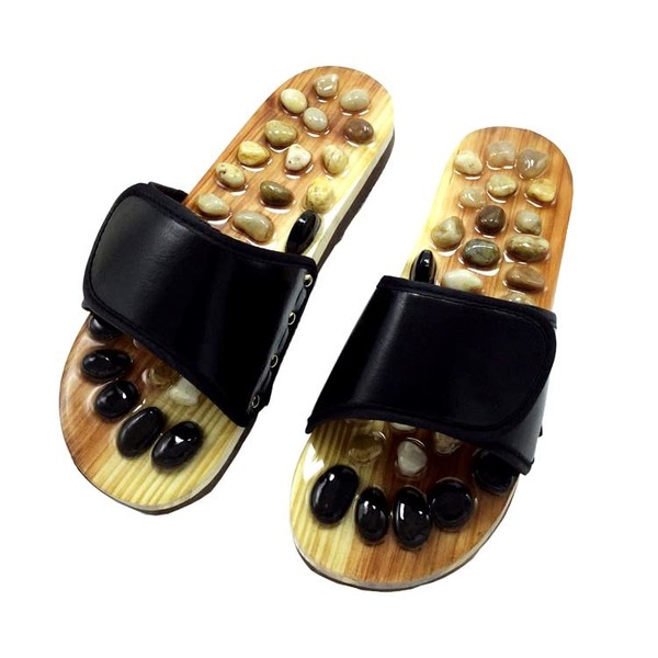 LTG 7987802 Health Sandals, Foot Poles, Slippers, Natural Stone, Power Stone, Women's, Men's, Office, Foot Stone, Stimulation, Acupressure, Super Strong Massage, Indoor/Outdoor, Outdoor, Reflexology, Foot Points, Rocks, Stones, Relax, Promotes Blood Circ
