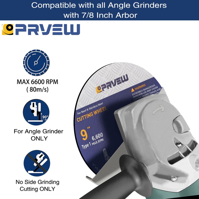PRVEW 10-Pack Cut Off Wheels 9-Inch, 9"x0.075"x7/8" Quality Cutting Disc,