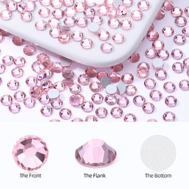 Meibite Pink Flatback Rhinestones, Glass Rhinestones for Nail Art and Craft, Glue Fix, Loose Crystal Gemstones(Pink, SS6, 2880pcs, 1.9-2.0mm)