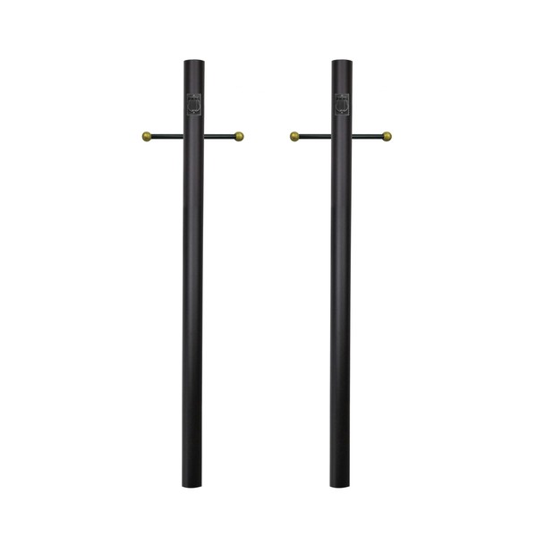 Solus SP7-C-BK-2PK 7' Outdoor Direct Burial Lamp Post with Cross