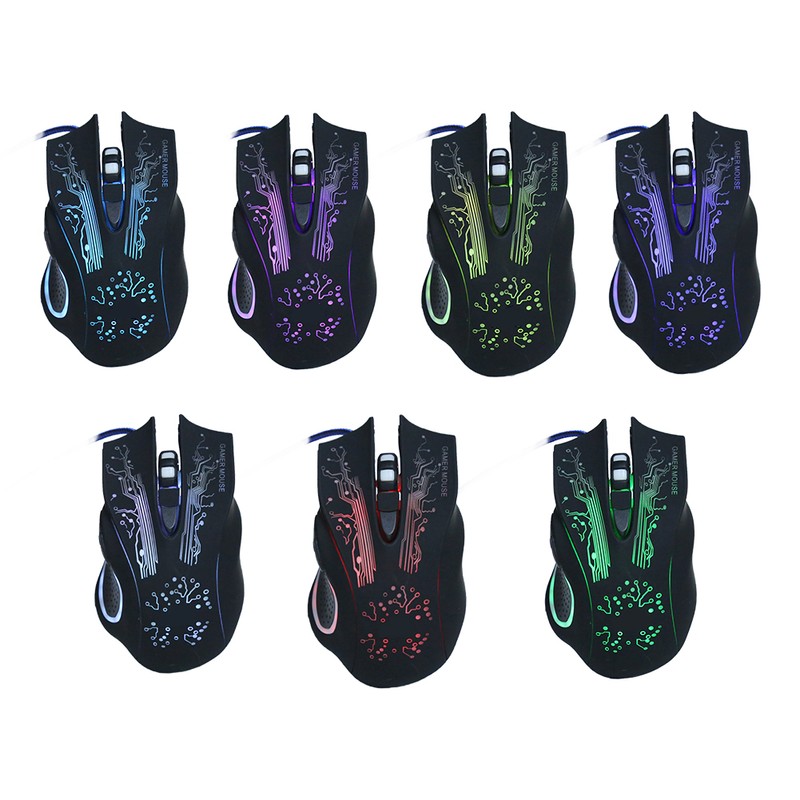 Wired Mouse LED Luminous 6 Key USB Home Office Gaming