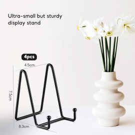 YqsIbth Plate Stands for Display, 4 Pcs Display Stands, 8.3*7.5cm Tabletop Picture Stand Plate Display Stands Metal Display Stands for Photo Pictures Decorative Plate Dish(Black)