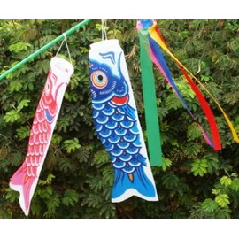 Made in Japan Japanese Windsock Koinobori Koi Nobori NYLON Carp Streamers Kit Flag Stick Set