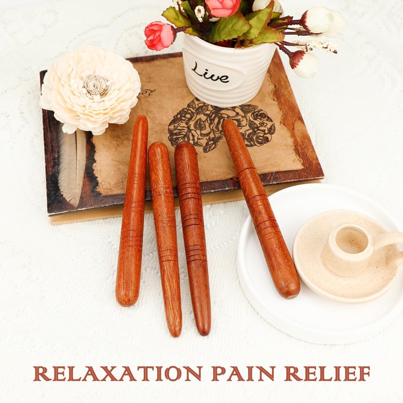 FERCAISH 4 Pieces Wooden Acupressure Pen Ears Massage Stick, Trigger