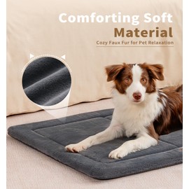 Made4Pets Dog Crate Pad Bed for Large Dogs, Washable & Reversible, Anti-Slip Kennel Mat for Cozy Sleeping, Soft Fluffy Dog Bed for Indoor & Outdoor Use, 36"x27", Dark Gray