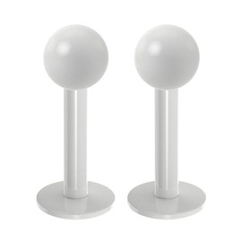 2pc 1.2mm 16g Labret Bar Studs Lip Ring Monroe Tragus Snake Spider Bites Forward Helix Cartilage Dahlia Conch White Dental Grade Acrylic 3mm Ball Piercing - 6mm