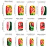 Watermelon Press On Nails Square Medium Fake Nails Green French