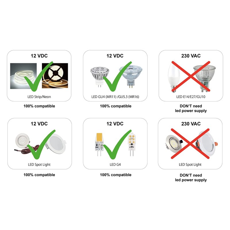 illuburg LED Transformer 12 V 45 W Flicker-Free for LED