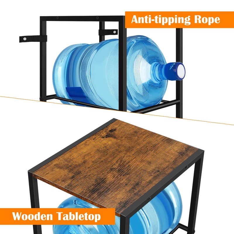 YBING 5 Gallon Water Jug Holder with Wheels 3-Tiers Water
