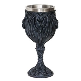 alikiki Medieval Gothic Dragon Wine Goblet - Dungeons And Dragons Chalice Cup - 7oz Stainless Steel Cup Drinking Vessel Ideal Novelty Celtic Gift For Dragon Collector Themed Party Decoration