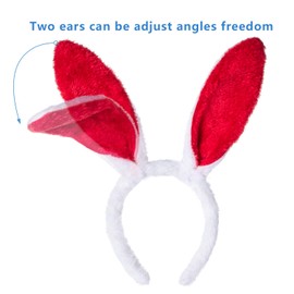 Diadema con orejas de conejo de Navidad, regalo para niños y niñas, Rojo, 1 paquete