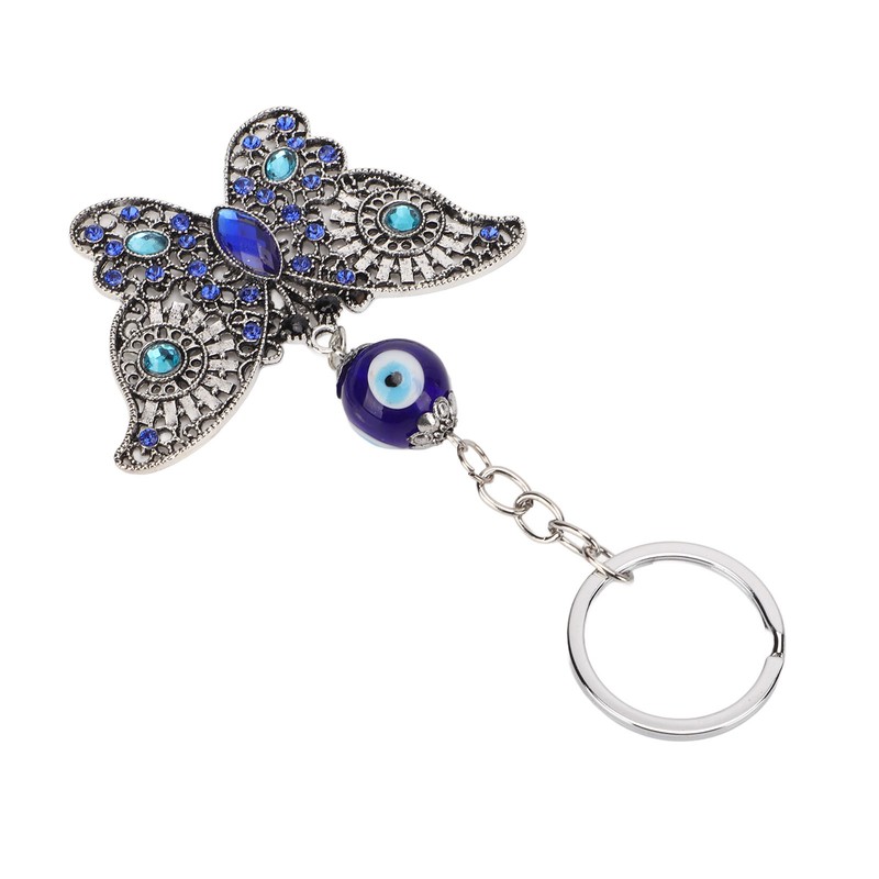 5Pcs Rhinestone Keychain Handcrafted Exquisite Beautiful Shiny Butterfly Shape Evil