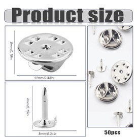 50 Pcs Pin Badge Backs, Butterfly Pin Clutch, Butterfly Clutch Metal Pin Backs, Butterfly Clutch Tie Pins, Badge Pins Backs, Lapel Badge Backs Replacement with Horse Thorn Needle, Horse Thorn Needle