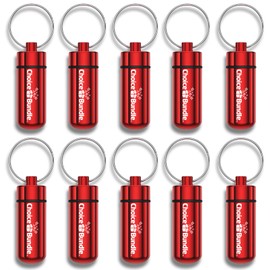 ChoiceBundle “Pill Buddy” Keychain Pill Container - Red - 10 pk Choice Bundle (10 Items)!