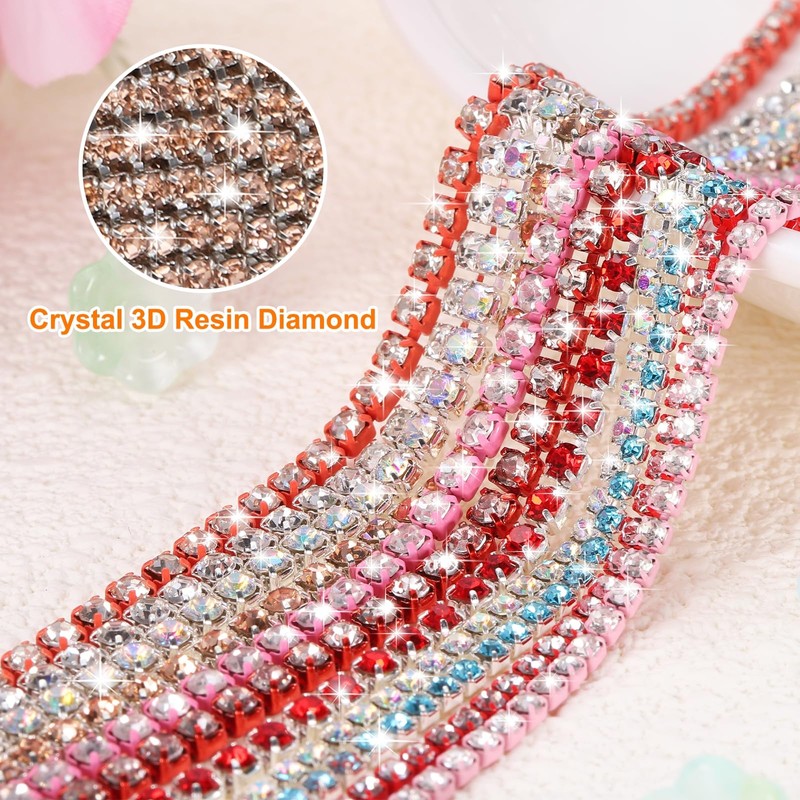 sourcing map 11 Yard Crystal Rhinestone Close Chain Trim, Crystal