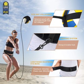 Qiilu Beach Volleyball, Adjustable Waist Band Training Kit for Solo Practice