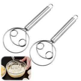 GHPKOTW 2 Stück Dänischer Teigbesen, Teigbesen Im Niederländischen Stil, Edelstahl Handmixer, Küchenbackwerkzeuge, Brotherstellungswerkzeuge Und Zubehör, Dänische Teig Schneebesen, Eierschläger
