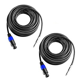 Yoico 2Pcs 25 Feet Professional Speakon to 1/4 Speaker Cable, Pair 25 ft 12 Gauge Speakon to 1/4 Male Inch Audio Amplifier Connection Heavy Duty Cord Wire with Twist Lock