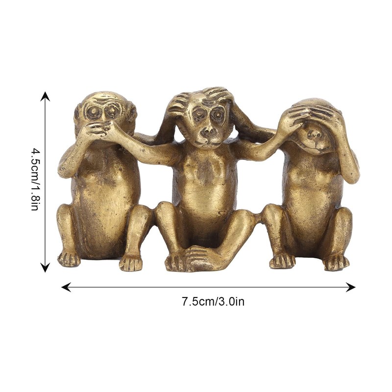 Wise Monkey Statue, Monkey Statue Figure, Golden Monkey Gift, 3