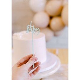 The Cotton & Canvas Co. Oh Baby Drink Stirrer, Party Cocktail Sticks, Swizzle Stick, Baby Sprinkle, Gender Reveal, Baby Shower, It's a Girl, It's a Boy, Set of 12 - Light Blue