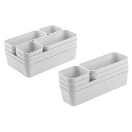1x Drawer Organiser Set, Storage Box, One-Piece, Adjustable, Light Grey