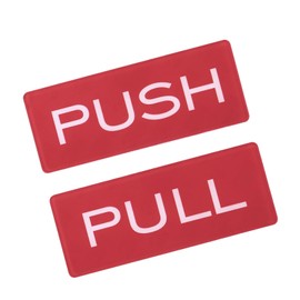 GLOKUUCA Push Pull Door Sign - 2 Pack Self-Stick Door Safety Sign Fits for Stores Cafes Shops Rectangle Acrylic - (1.6 x 3.9-inch, Red)