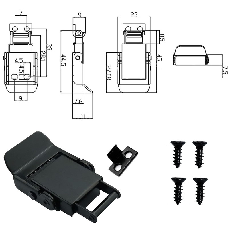 Stainless Steel Spring Loaded Black Draw Latches & Tension Latches