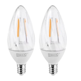 RYET LED bulb E12 200 lumen 2W 2700k, chandelier/twisted clear, 2 pack
