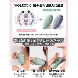 Wolfyok Fitness Massage Roller, Removable Handle & Full Body Release & 180° Opening/Closing, Myofascial Roller, Calf Roller, Foot Massage Roller, Ring Massager, Myofascial Release, Roller, Foam