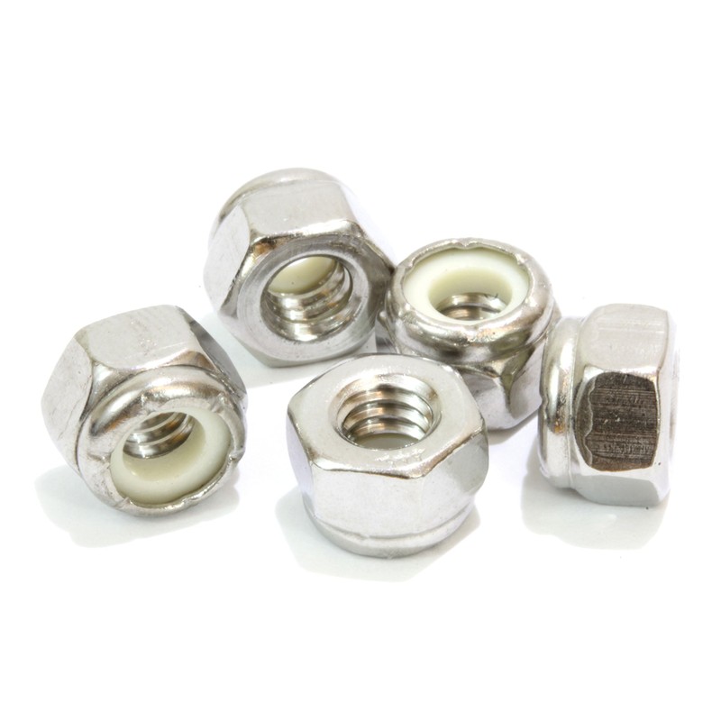 1/4"-20 Nylon Insert Lock Nut (100 Pieces) Stainless Steel Finish