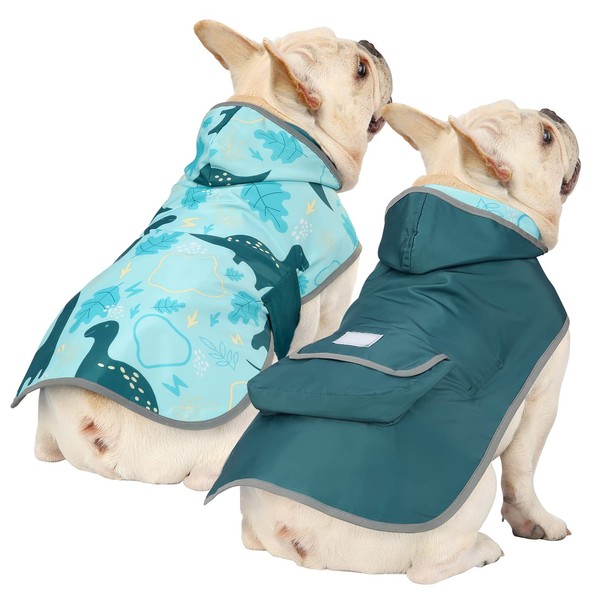 HDE Reversible Dog Raincoat Hooded Slicker Poncho Rain Coat Jacket