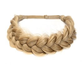 STHEJFB- Diadema trenzada de 2 hebras, desordenada, clásica, gruesa, trenzada, trenzas anchas, elástica, elástica, de calidad sintética
