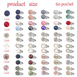 60 Pcs Brooch Pins, Women Shirt Cover Up Brooch Buttons Blouse Pins Modesty Pins, Safety Invisible Buttons Prevent Accidental Anti Exposure Fixed Brooches for Women Girls Clothes Cardigans Dress