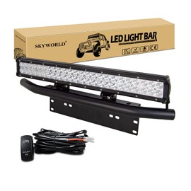 SKYWORLD LED Light Bar, 23 inch 144W Spot Flood Combo Beam Work Driving Lamp with License Plate Mounting Bracket Holder 12V Rocker Switch Wiring Harness Kit for Auto Truck Car ATV SUV 4X4 Offroad
