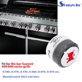 91538 Grill Lighted Control Knobs, 2 Pack Outdoor Grill knobs Fit for Some We-BER Summit Gas Grills E-470/670, S-460/470/660/670, Made in 2012 and Later