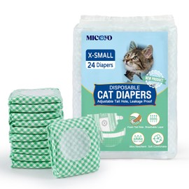 MICOOYO Dog Nappies for Female Dogs, Super Absorbent Cat Nappies with Adjustable Foam Holes, Disposable Cat Nappy Pants for Female Dogs in Heat (XS, Pack of 24)