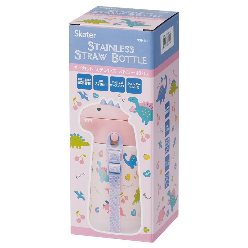 Skater SSH4D-A 3D Stainless Steel Straw Water Bottle, 12.5 fl