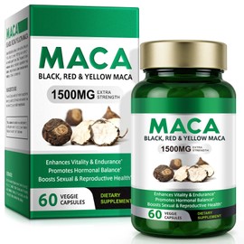 Vceeoy Maca Root Capsules for Women, Maca Capsule with Black & Yellow Root Powder, Black Pepper