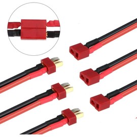 Nuofany 5Pairs T Plug Connector Female & Male with 12AWG 10cm Gauge Silicone for RC Lipo Battery Cable Drone Car