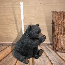 Rustic Black Bear Toilet Brush and Holder - Novelty and Funny Bathroom Décor
